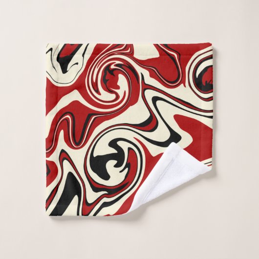 Spill - Red & Cream Badhandtuch Set (Waschlappen)