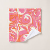 Spill - Rosa, Orange und Creme Badhandtuch Set (Waschlappen)