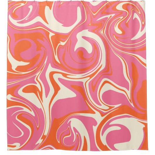 Spill - Rosa, Orange und Creme Duschvorhang (Vorderseite)