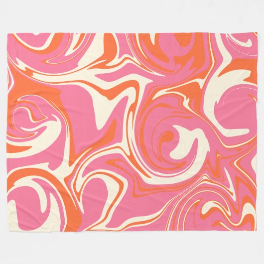 Spill - Rosa, Orange und Creme Fleecedecke (Vorderseite (Horizontal))