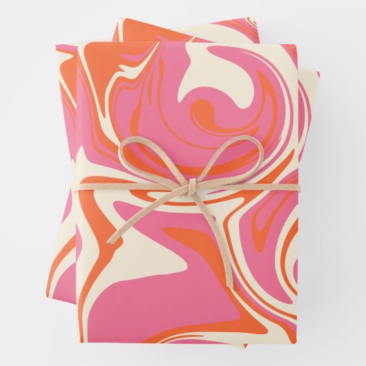 Spill - Rosa, Orange und Creme Geschenkpapier Set (Beispiel)