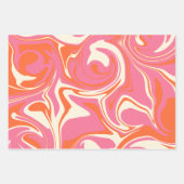 Spill - Rosa, Orange und Creme Geschenkpapier Set (Vorderseite)