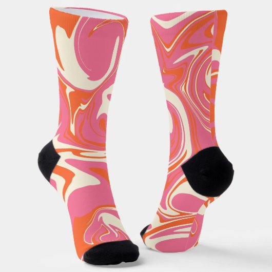 Spill - Rosa, Orange und Creme Socken (Gewinkelt)