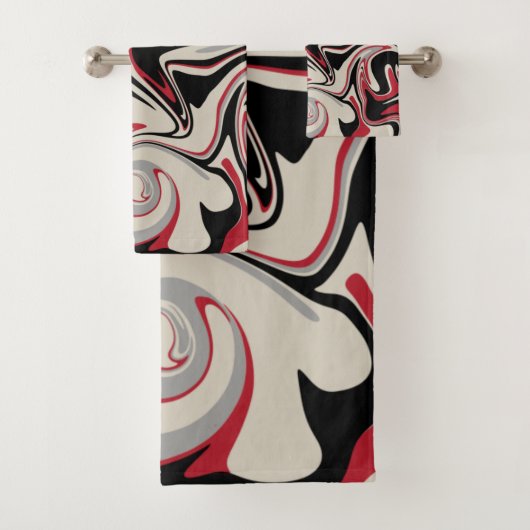 Spill - Rot, Grau, Schwarz und Knochenweiß Badhandtuch Set (Insitu)