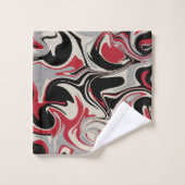 Spill - Rot, Grau, Schwarz und Knochenweiß Badhandtuch Set (Waschlappen)