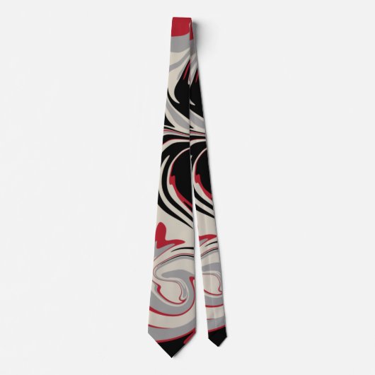 Spill - Rot, Grau, Schwarz und Knochenweiß Krawatte (Vorderseite)
