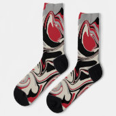 Spill - Rot, Grau, Schwarz und Knochenweiß Socken (Linkes Detail)