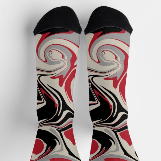 Spill - Rot, Grau, Schwarz und Knochenweiß Socken (Oben)