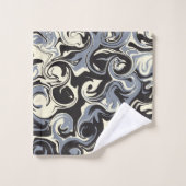 Spill - Schwarz, Grau und Creme Badhandtuch Set (Waschlappen)