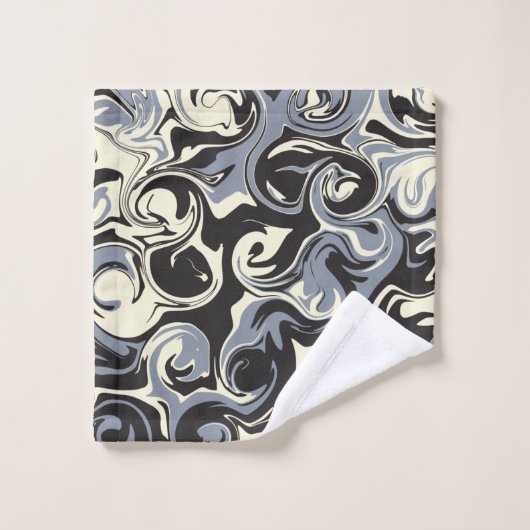 Spill - Schwarz, Grau und Creme Badhandtuch Set (Waschlappen)