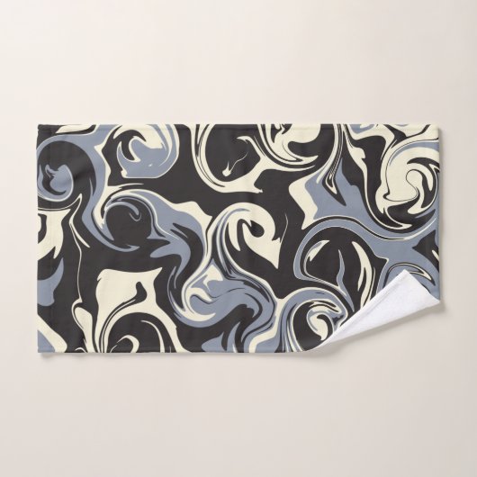 Spill - Schwarz, Grau und Creme Badhandtuch Set (Handtuch)