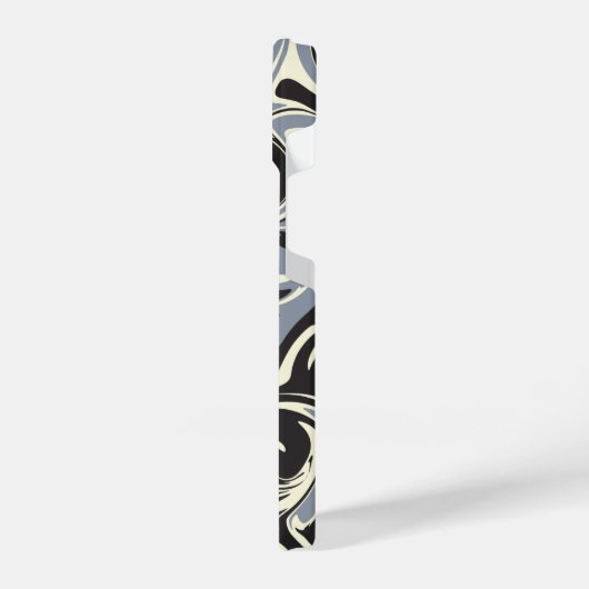 Spill - Schwarz, Grau und Creme iPhone Hülle (Linke Seite)