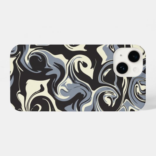 Spill - Schwarz, Grau und Creme iPhone Hülle (Rückseite (Horizontal))