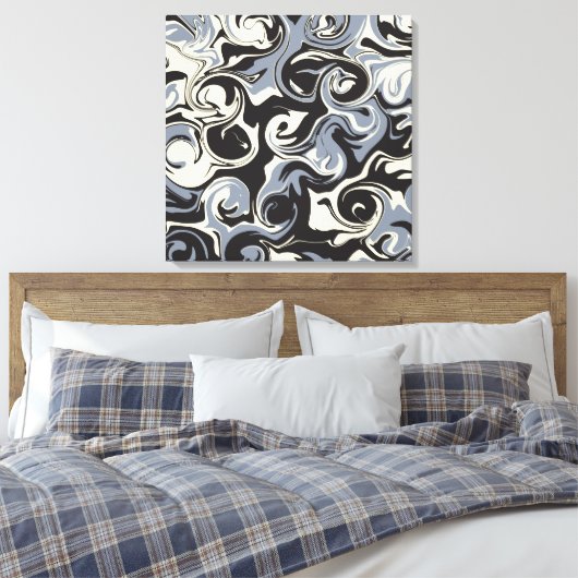 Spill - Schwarz, Grau und Creme Leinwanddruck (Insitu (Schlafzimmer))