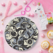 Spill - Schwarz, Grau und Creme Pappteller (Party)
