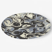 Spill - Schwarz, Grau und Creme Pappteller (Schrägansicht)