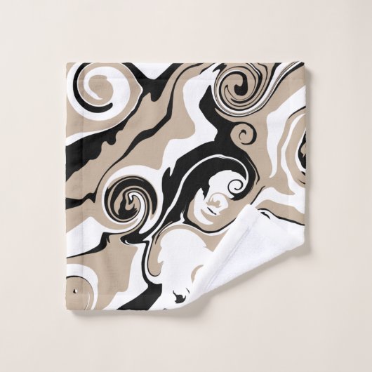 Spill - Taupe, Schwarz und Weiß Badhandtuch Set (Waschlappen)