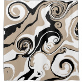 Spill - Taupe, Schwarz und Weiß Duschvorhang (Vorderseite)