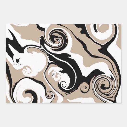 Spill - Taupe, Schwarz und Weiß Geschenkpapier Set (Vorderseite 2)