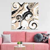 Spill - Taupe, Schwarz und Weiß Leinwanddruck (Insitu (Wohnzimmer))