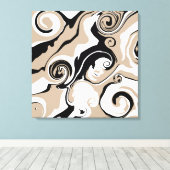 Spill - Taupe, Schwarz und Weiß Leinwanddruck (Insitu (Holzboden))