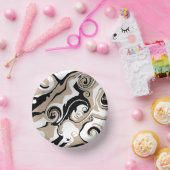 Spill - Taupe, Schwarz und Weiß Pappteller (Party)