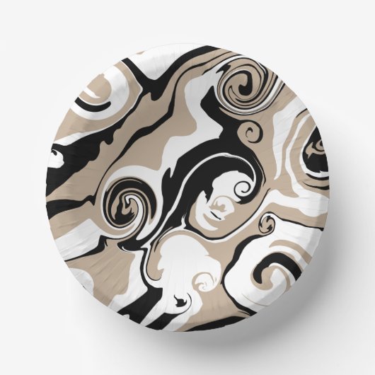 Spill - Taupe, Schwarz und Weiß Pappteller (Vorderseite)