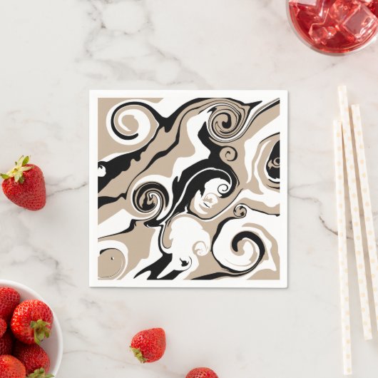 Spill - Taupe, Schwarz und Weiß Serviette (Beispiel)