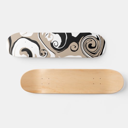 Spill - Taupe, Schwarz und Weiß Skateboard (Horizontal)