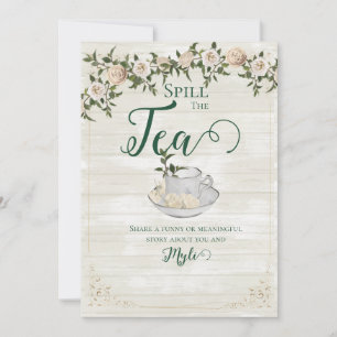 Spill the Tea Brautparty Flache Beratungskarte Einladung