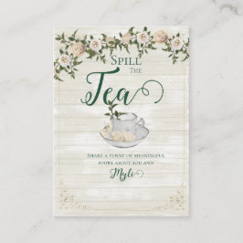 Spill the Tea Bridal Shower Flat Advice Card Hinweiskarte