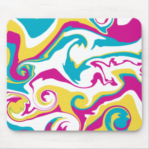 Spill - Türkis, Gelb, Rosa und Weiß Mousepad
