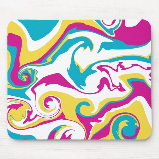 Spill - Türkis, Gelb, Rosa und Weiß Mousepad (Vorne)