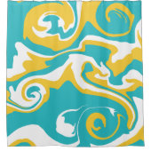 Spill - Türkis und Gelb Duschvorhang (Vorderseite)