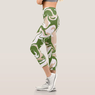Spill - Weiß, Sand und Palmen grün Capri Leggings