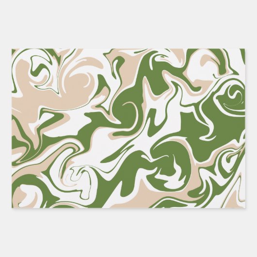 Spill - Weiß, Sand und Palmen grün Geschenkpapier Set (Vorderseite)