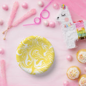 Spill - Zitronengelb und Weiß Pappteller (Party)