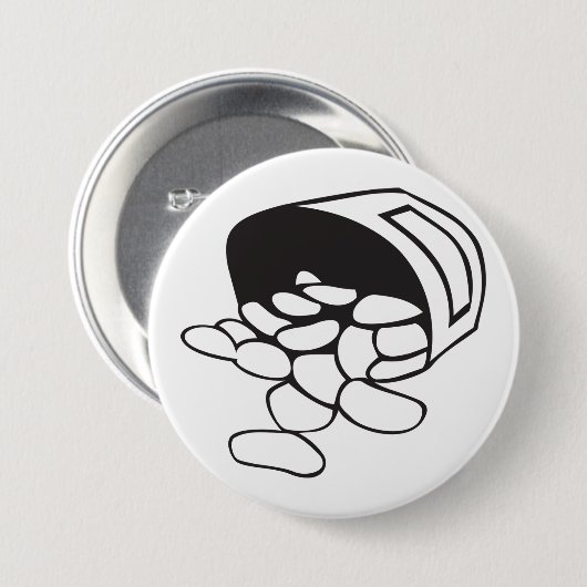 Spilled Beans Black and White Outline Button (Vorne & Hinten)