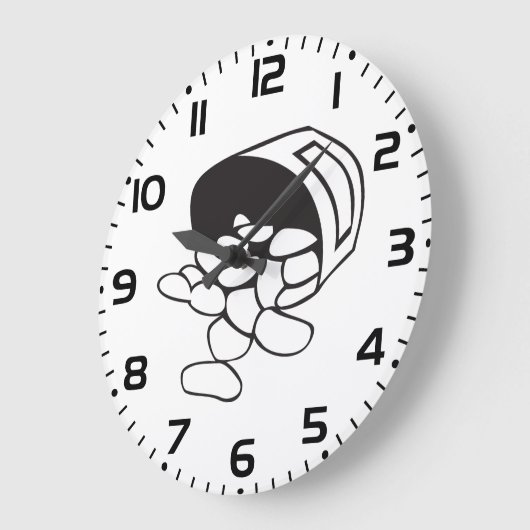 Spilled Beans Black and White Outline Große Wanduhr (Winkel)