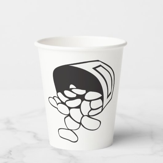 Spilled Beans Black and White Outline Pappbecher (Vorderseite)