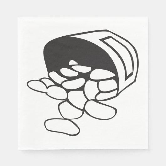 Spilled Beans Black and White Outline Serviette (Vorderseite)