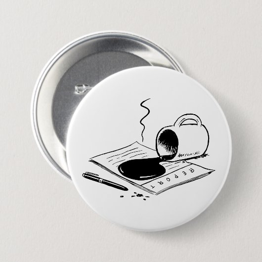 Spilled Coffee on Report Funny Office Mishap Button (Vorne & Hinten)