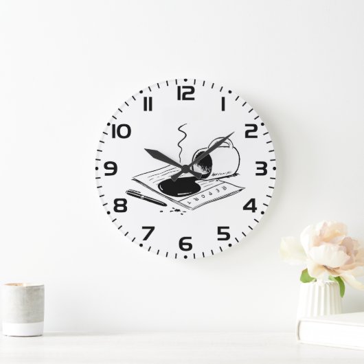 Spilled Coffee on Report Funny Office Mishap Große Wanduhr (Zuhause)