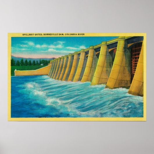 Spillway Gates auf Bonneville Dam Poster (Vorne)
