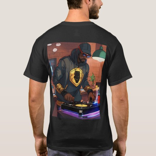 "Spin the Beat: DJ-Inspirierter grafischer T - Shi T-Shirt (Rückseite)