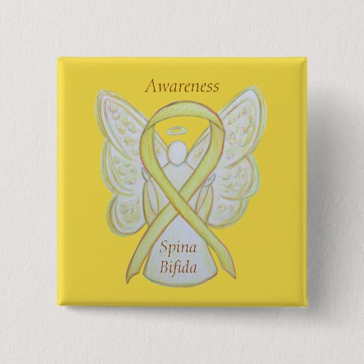 Spina Bifida Angel Yellow Awareness Ribbon Buttone Button (Vorderseite)