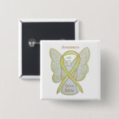 Spina Bifida Angel Yellow Awareness Ribbon Buttone Button (Vorne & Hinten)