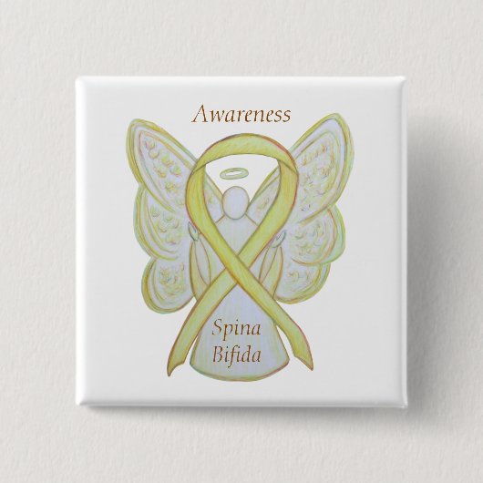 Spina Bifida Angel Yellow Awareness Ribbon Buttone Button (Vorderseite)