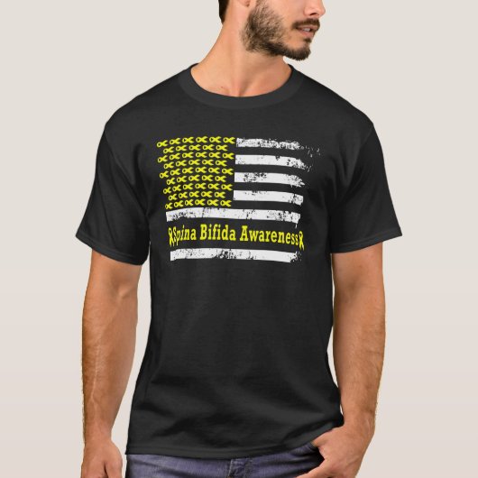 Spina Bifida Awareness USA Flag American Yellow Su T-Shirt (Vorderseite)