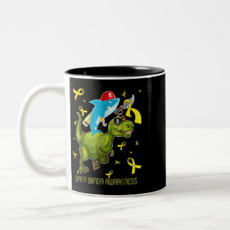 Spina bifida Bewusstsein Hai und Dinosaurier Zweifarbige Tasse